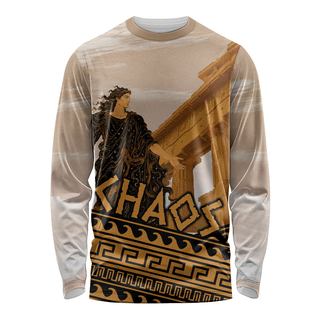 Greek Mythology Chaos Long Sleeve Shirt Ancient Temple Ruins Classical Art Greek Key Pattern
