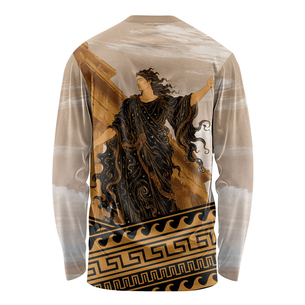 Greek Mythology Chaos Long Sleeve Shirt Ancient Temple Ruins Classical Art Greek Key Pattern