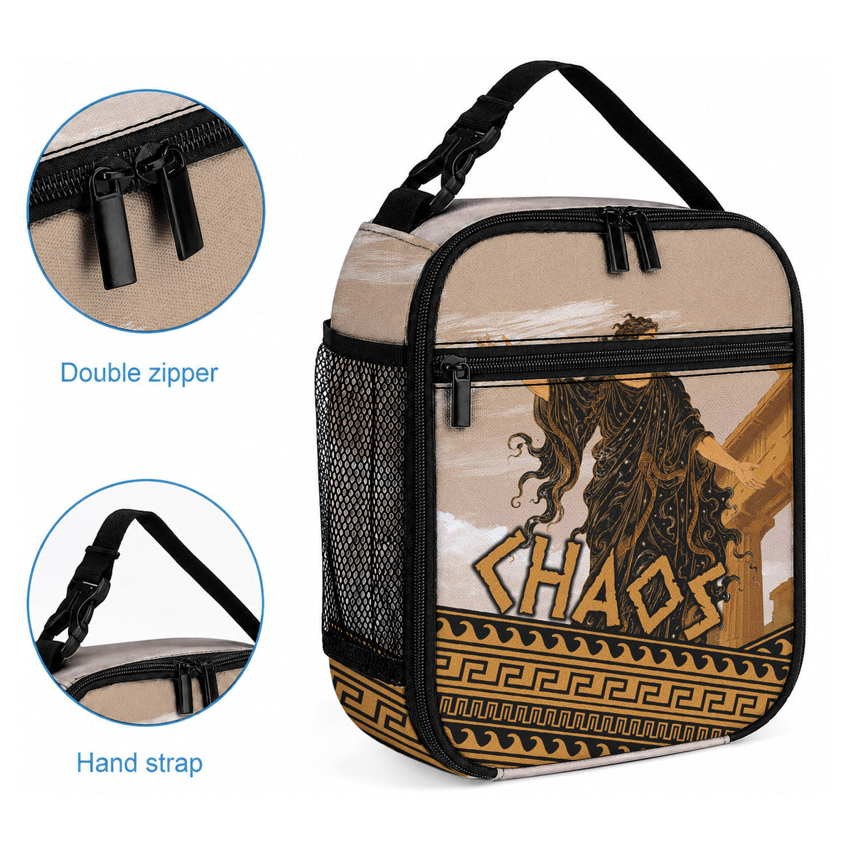 Greek Mythology Chaos Lunch Bag Ancient Temple Ruins Classical Art Greek Key Pattern