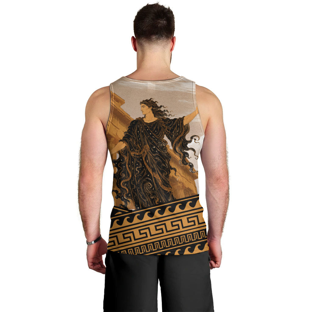 Greek Mythology Chaos Men Tank Top Ancient Temple Ruins Classical Art Greek Key Pattern