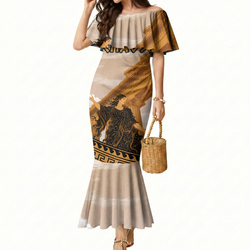 Greek Mythology Chaos Mermaid Dress Ancient Temple Ruins Classical Art Greek Key Pattern
