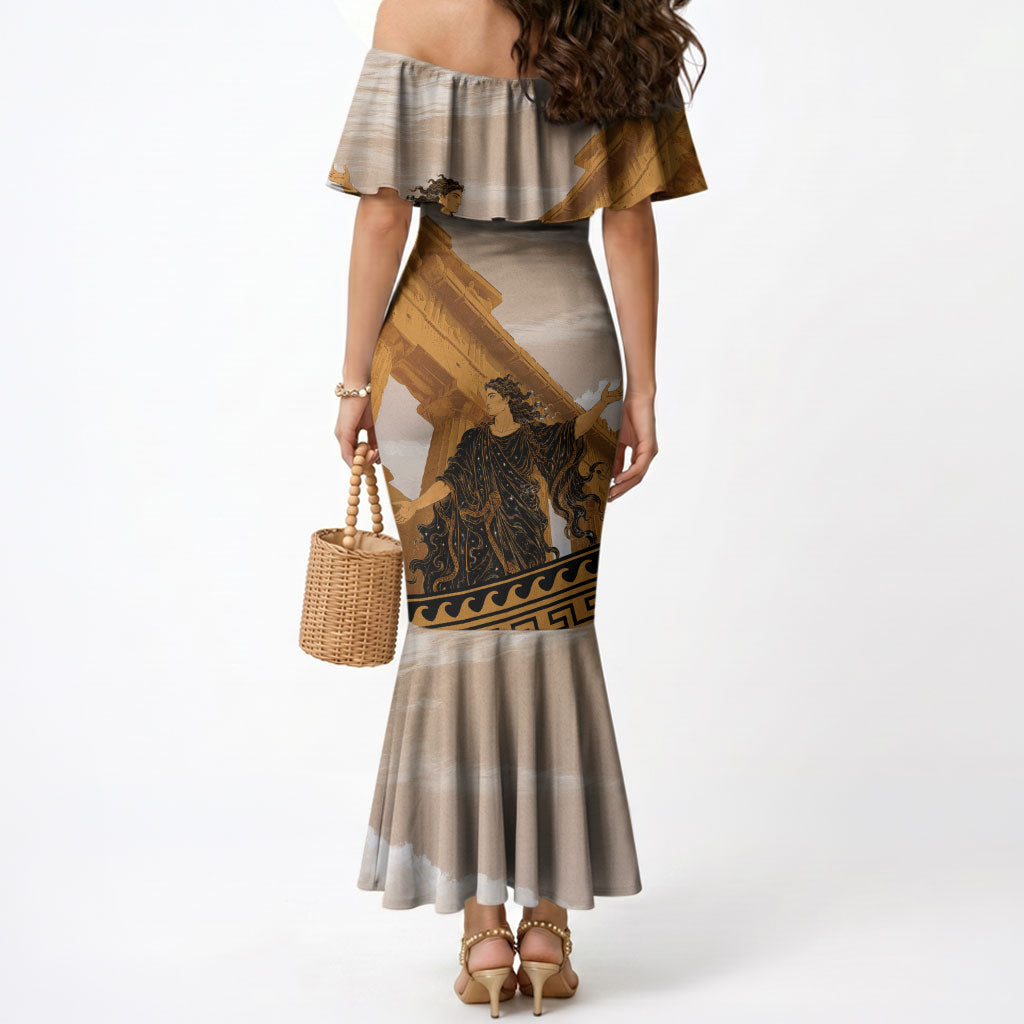 Greek Mythology Chaos Mermaid Dress Ancient Temple Ruins Classical Art Greek Key Pattern