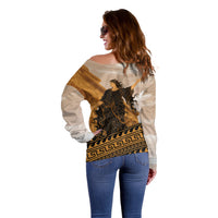 Greek Mythology Chaos Off Shoulder Sweater Ancient Temple Ruins Classical Art Greek Key Pattern
