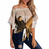 Greek Mythology Chaos Off Shoulder Wrap Waist Top Ancient Temple Ruins Classical Art Greek Key Pattern