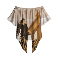 Greek Mythology Chaos Off Shoulder Wrap Waist Top Ancient Temple Ruins Classical Art Greek Key Pattern