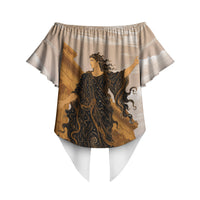 Greek Mythology Chaos Off Shoulder Wrap Waist Top Ancient Temple Ruins Classical Art Greek Key Pattern