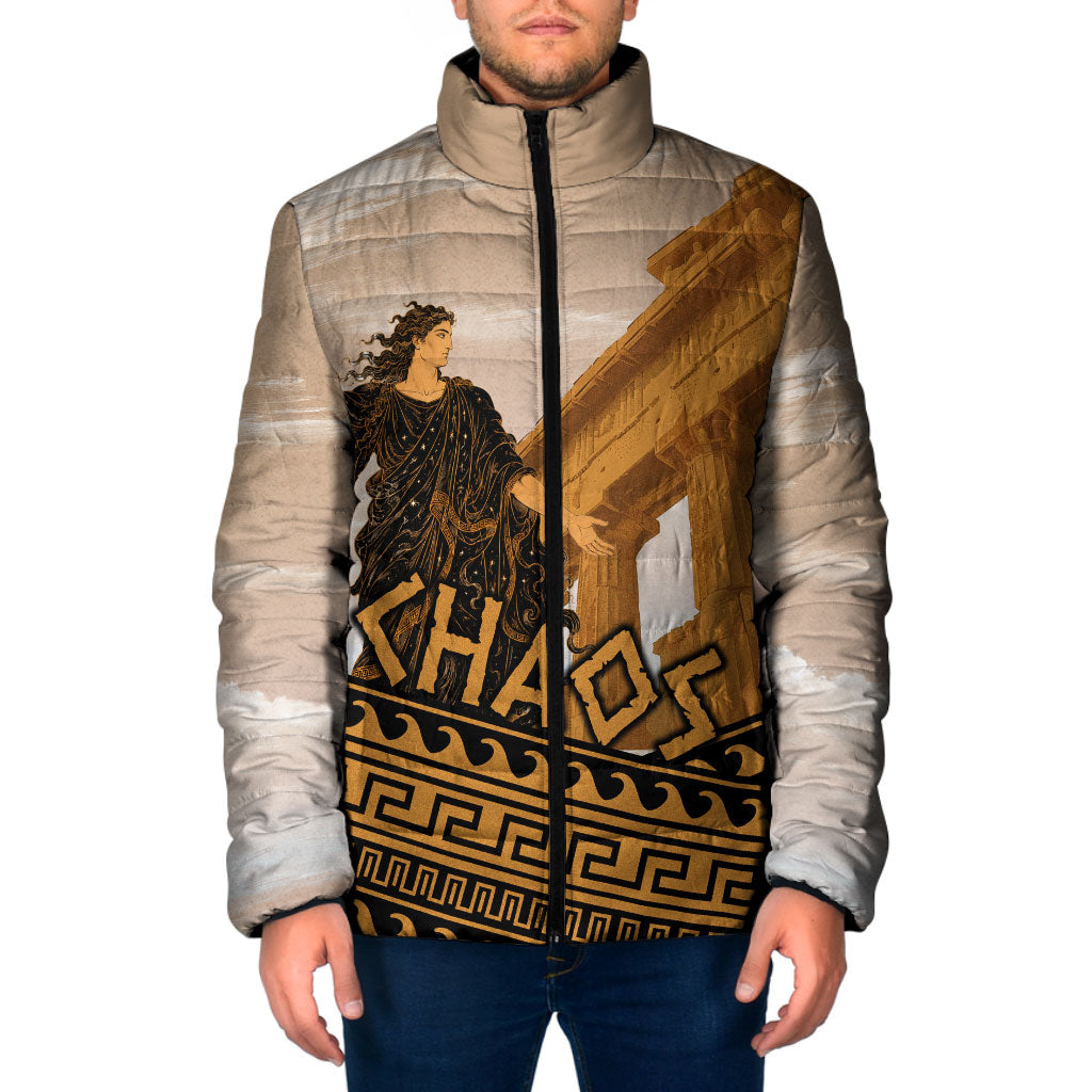 Greek Mythology Chaos Padded Jacket Ancient Temple Ruins Classical Art Greek Key Pattern