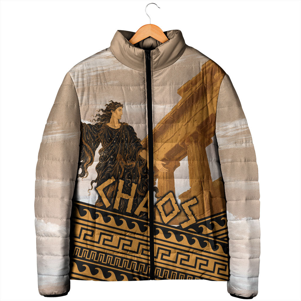 Greek Mythology Chaos Padded Jacket Ancient Temple Ruins Classical Art Greek Key Pattern