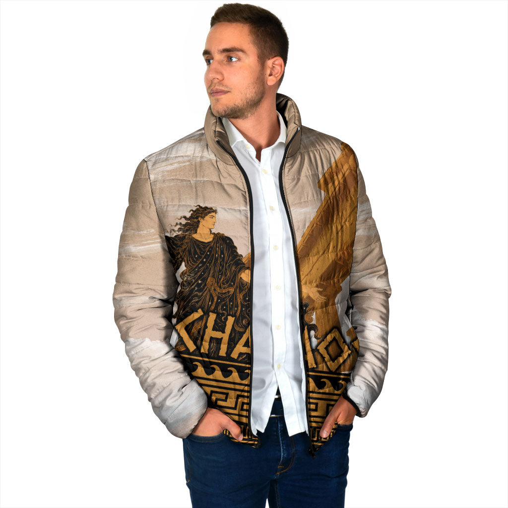 Greek Mythology Chaos Padded Jacket Ancient Temple Ruins Classical Art Greek Key Pattern