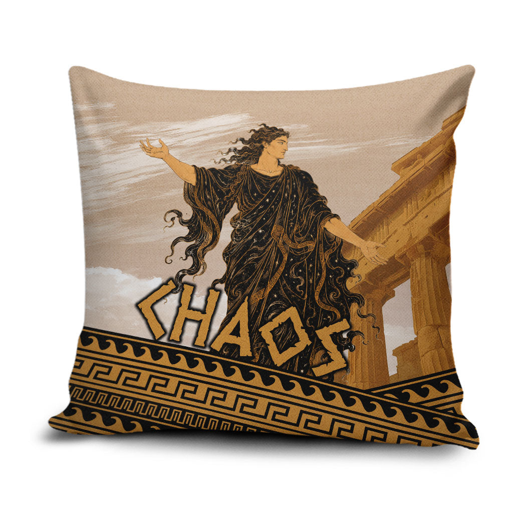 Greek Mythology Chaos Pillow Cover Ancient Temple Ruins Classical Art Greek Key Pattern