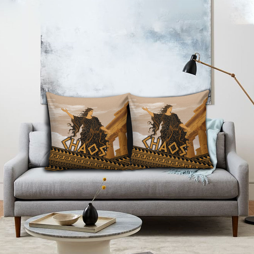 Greek Mythology Chaos Pillow Cover Ancient Temple Ruins Classical Art Greek Key Pattern