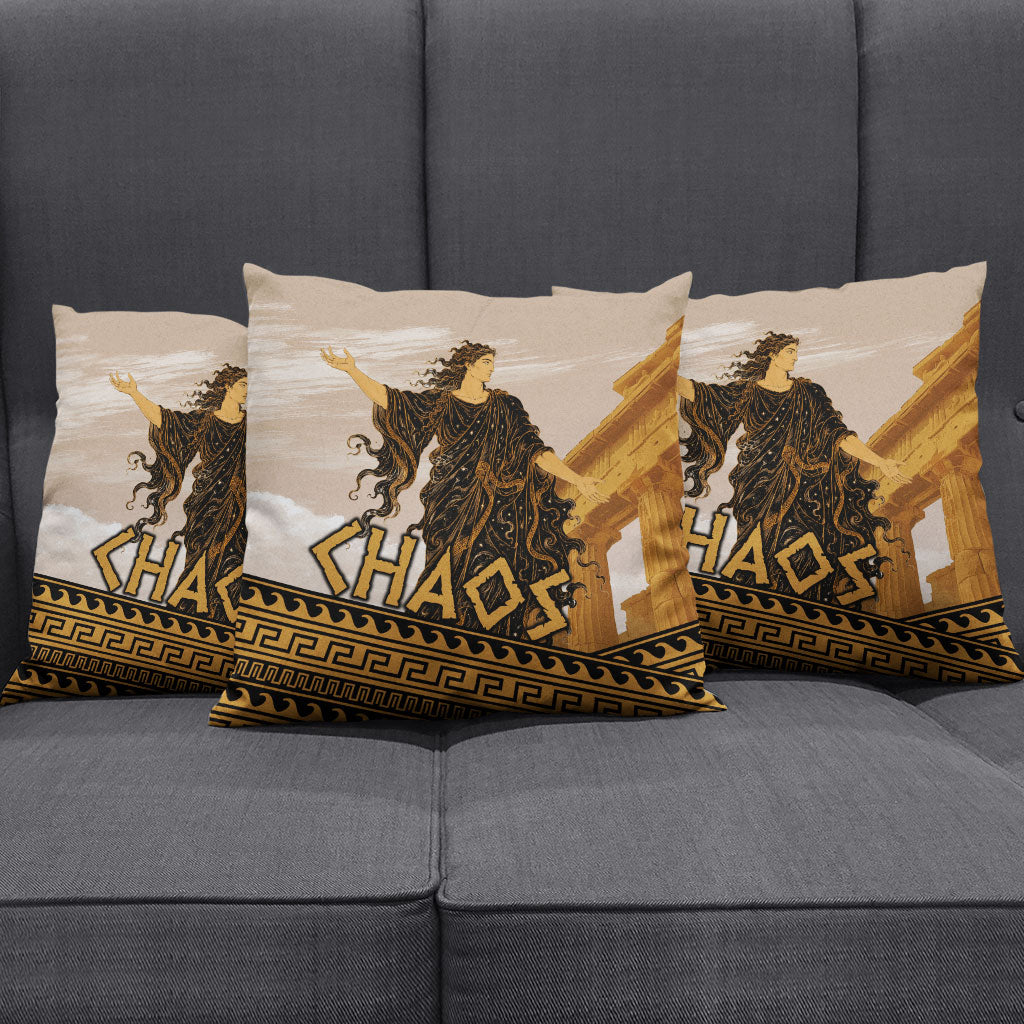 Greek Mythology Chaos Pillow Cover Ancient Temple Ruins Classical Art Greek Key Pattern