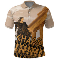 Greek Mythology Chaos Polo Shirt Ancient Temple Ruins Classical Art Greek Key Pattern