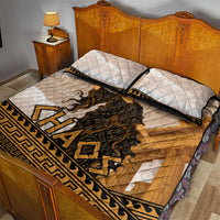 Greek Mythology Chaos Quilt Bed Set Ancient Temple Ruins Classical Art Greek Key Pattern