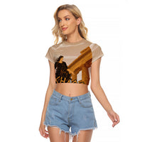 Greek Mythology Chaos Raglan Cropped T Shirt Ancient Temple Ruins Classical Art Greek Key Pattern