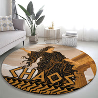 Greek Mythology Chaos Round Carpet Ancient Temple Ruins Classical Art Greek Key Pattern