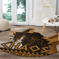 Greek Mythology Chaos Round Carpet Ancient Temple Ruins Classical Art Greek Key Pattern