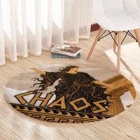 Greek Mythology Chaos Round Carpet Ancient Temple Ruins Classical Art Greek Key Pattern