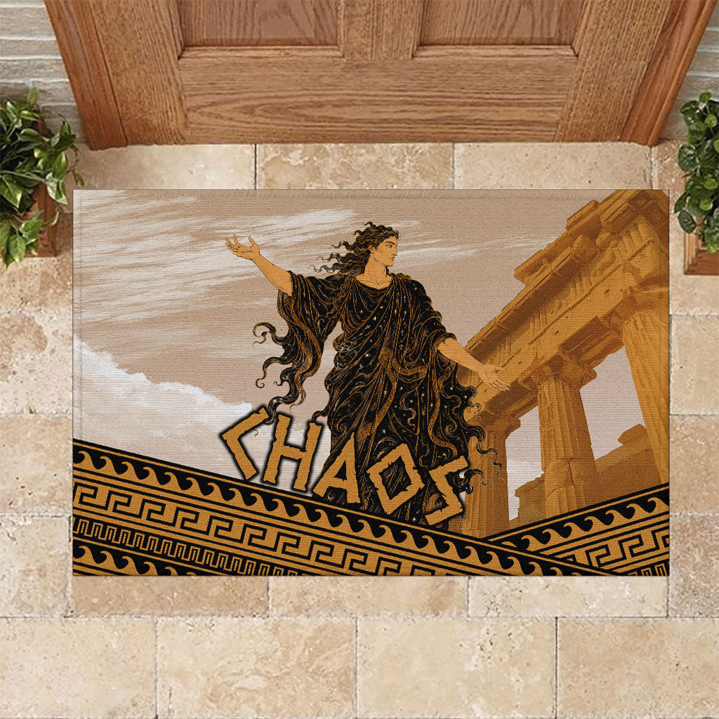 Greek Mythology Chaos Rubber Doormat Ancient Temple Ruins Classical Art Greek Key Pattern