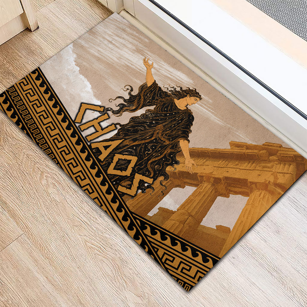 Greek Mythology Chaos Rubber Doormat Ancient Temple Ruins Classical Art Greek Key Pattern