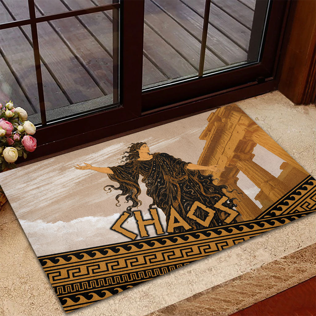 Greek Mythology Chaos Rubber Doormat Ancient Temple Ruins Classical Art Greek Key Pattern