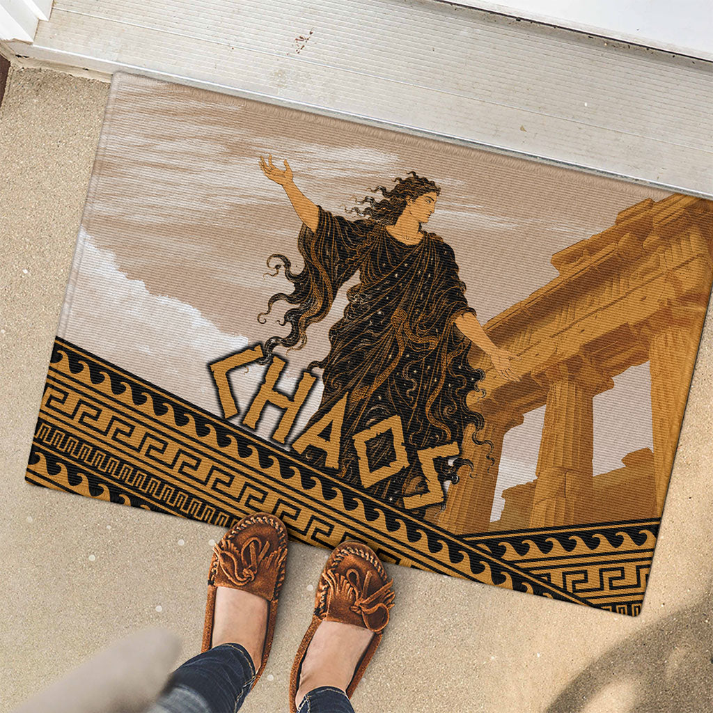 Greek Mythology Chaos Rubber Doormat Ancient Temple Ruins Classical Art Greek Key Pattern