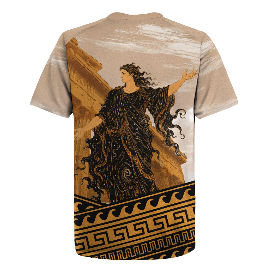 Greek Mythology Chaos Rugby Jersey Ancient Temple Ruins Classical Art Greek Key Pattern