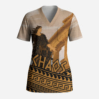Greek Mythology Chaos Scrub Top Ancient Temple Ruins Classical Art Greek Key Pattern