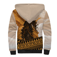 Greek Mythology Chaos Sherpa Hoodie Ancient Temple Ruins Classical Art Greek Key Pattern