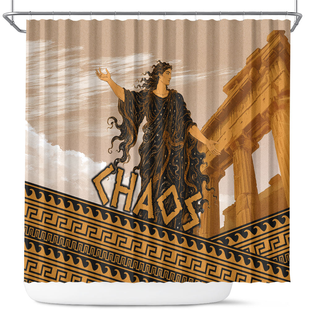 Greek Mythology Chaos Shower Curtain Ancient Temple Ruins Classical Art Greek Key Pattern