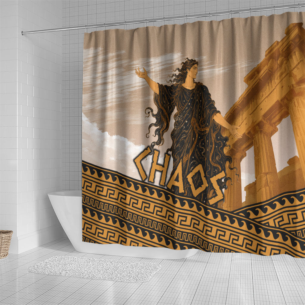Greek Mythology Chaos Shower Curtain Ancient Temple Ruins Classical Art Greek Key Pattern