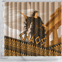 Greek Mythology Chaos Shower Curtain Ancient Temple Ruins Classical Art Greek Key Pattern