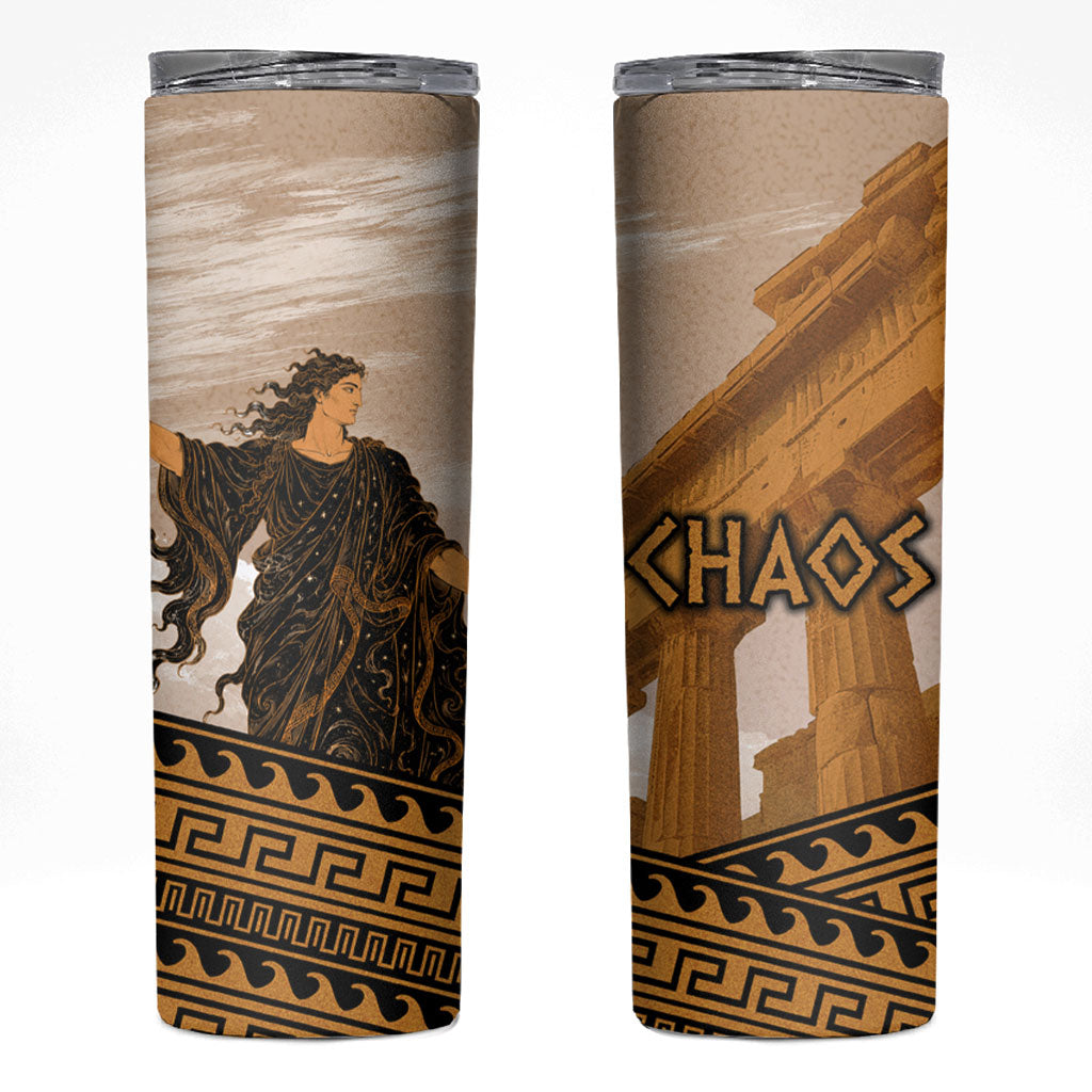 Greek Mythology Chaos Skinny Tumbler Ancient Temple Ruins Classical Art Greek Key Pattern