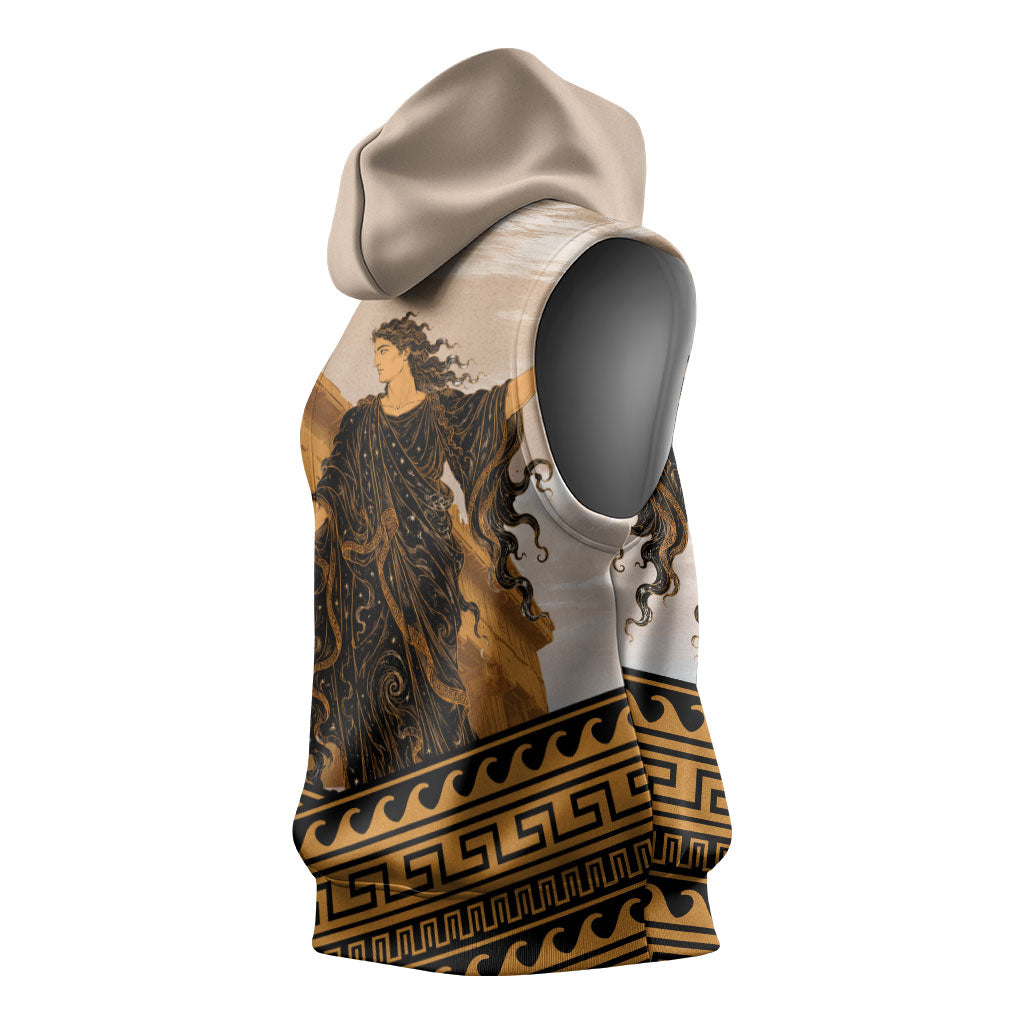 Greek Mythology Chaos Sleeveless Hoodie Ancient Temple Ruins Classical Art Greek Key Pattern