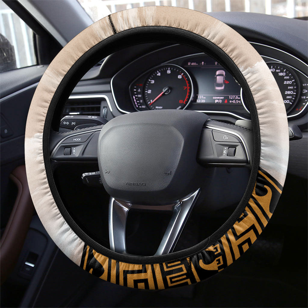 Greek Mythology Chaos Steering Wheel Cover Ancient Temple Ruins Classical Art Greek Key Pattern
