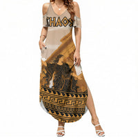 Greek Mythology Chaos Summer Maxi Dress Ancient Temple Ruins Classical Art Greek Key Pattern