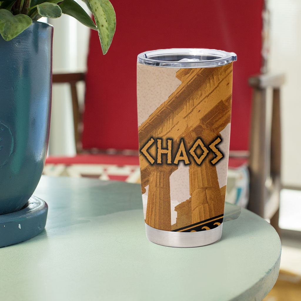 Greek Mythology Chaos Tumbler Cup Ancient Temple Ruins Classical Art Greek Key Pattern
