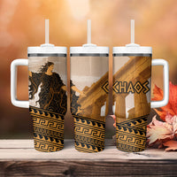 Greek Mythology Chaos Tumbler With Handle Ancient Temple Ruins Classical Art Greek Key Pattern