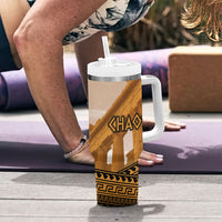 Greek Mythology Chaos Tumbler With Handle Ancient Temple Ruins Classical Art Greek Key Pattern