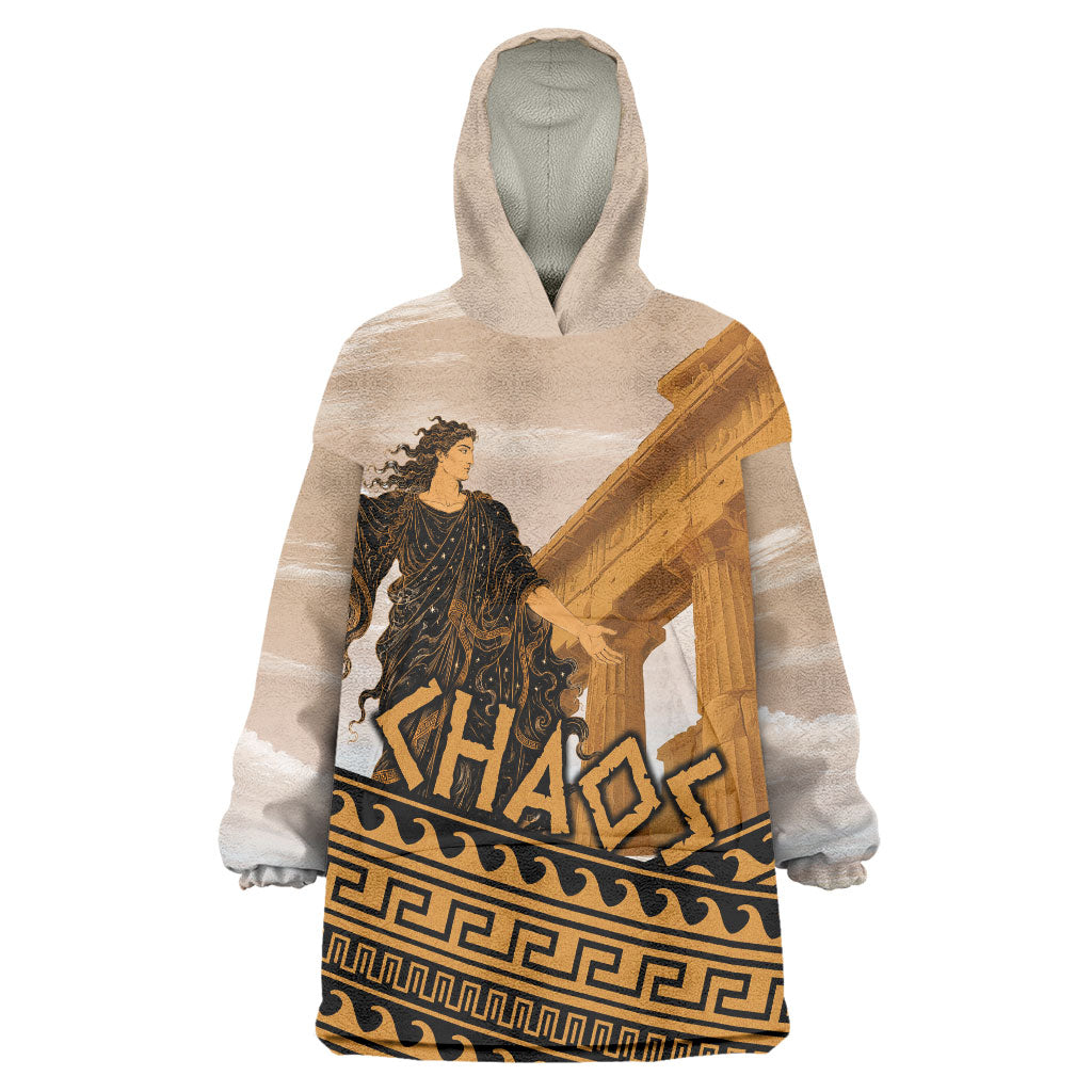 Greek Mythology Chaos Wearable Blanket Hoodie Ancient Temple Ruins Classical Art Greek Key Pattern