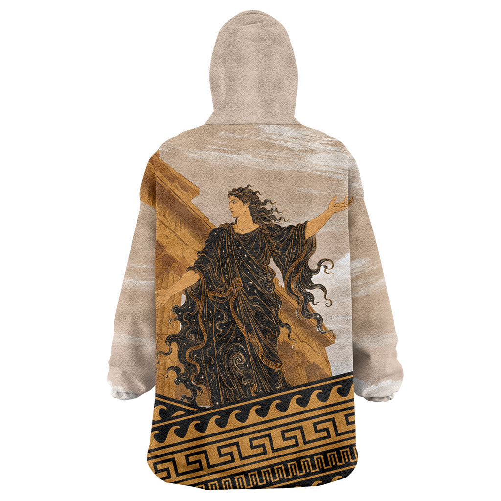 Greek Mythology Chaos Wearable Blanket Hoodie Ancient Temple Ruins Classical Art Greek Key Pattern