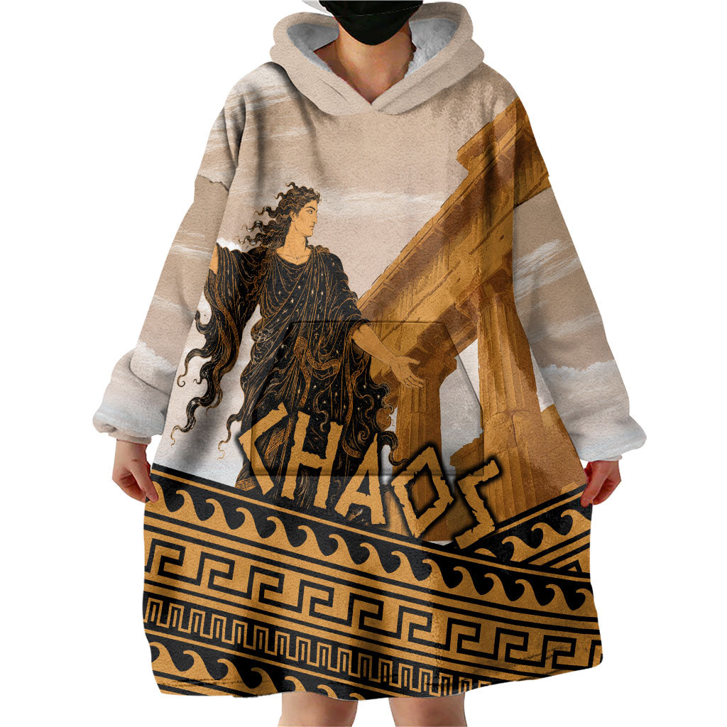 Greek Mythology Chaos Wearable Blanket Hoodie Ancient Temple Ruins Classical Art Greek Key Pattern