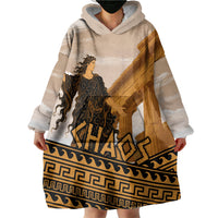 Greek Mythology Chaos Wearable Blanket Hoodie Ancient Temple Ruins Classical Art Greek Key Pattern