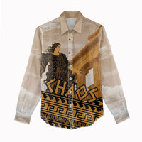 Greek Mythology Chaos Women Casual Shirt Ancient Temple Ruins Classical Art Greek Key Pattern