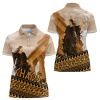 Greek Mythology Chaos Women Polo Shirt Ancient Temple Ruins Classical Art Greek Key Pattern