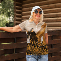 Greek Mythology Chaos Women Polo Shirt Ancient Temple Ruins Classical Art Greek Key Pattern