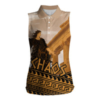 Greek Mythology Chaos Women Sleeveless Polo Shirt Ancient Temple Ruins Classical Art Greek Key Pattern