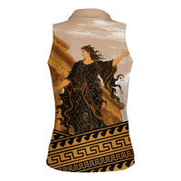 Greek Mythology Chaos Women Sleeveless Polo Shirt Ancient Temple Ruins Classical Art Greek Key Pattern