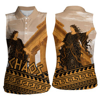 Greek Mythology Chaos Women Sleeveless Polo Shirt Ancient Temple Ruins Classical Art Greek Key Pattern