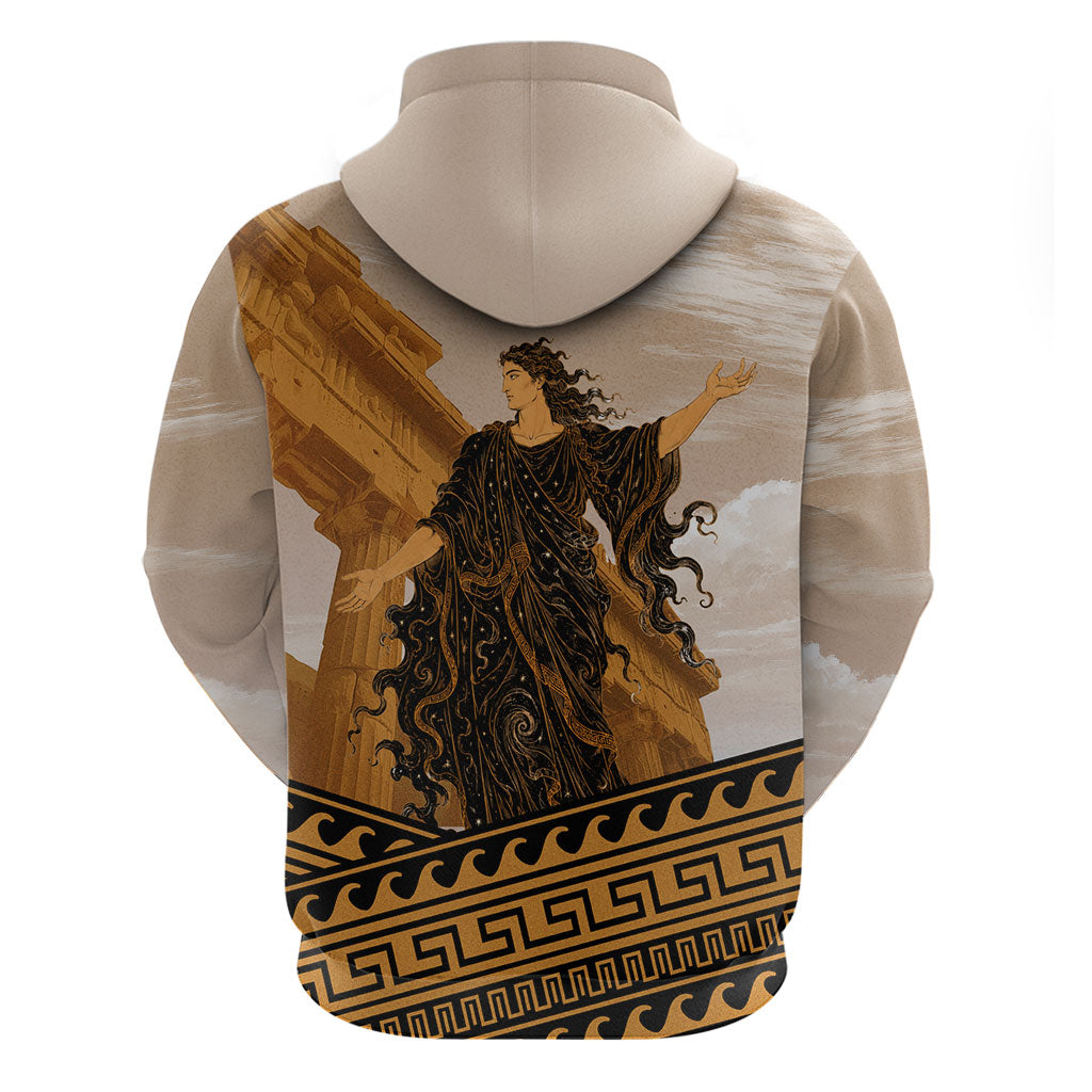 Greek Mythology Chaos Zip Hoodie Ancient Temple Ruins Classical Art Greek Key Pattern